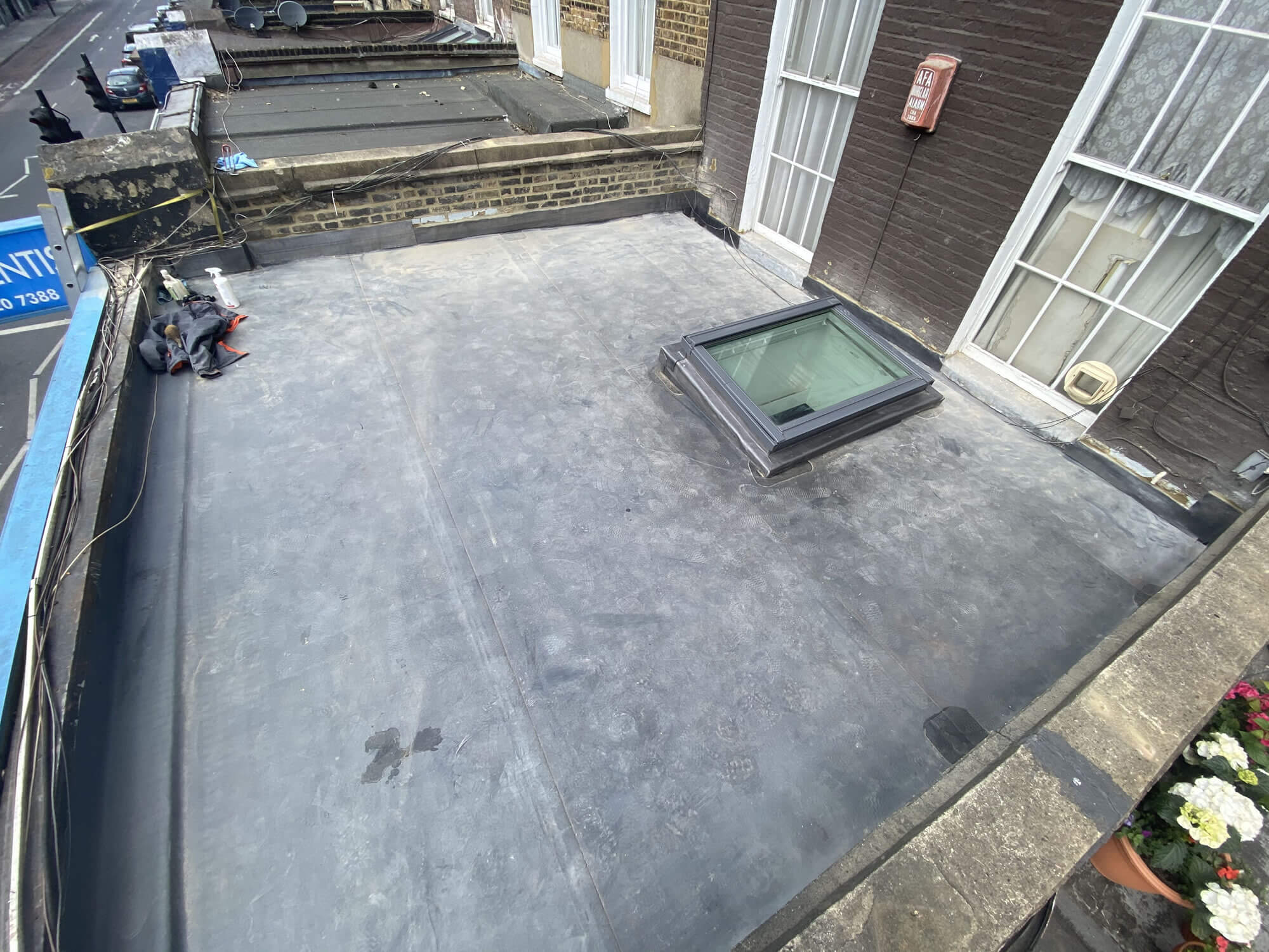 Camden High Street property during emergency flat-roof works
