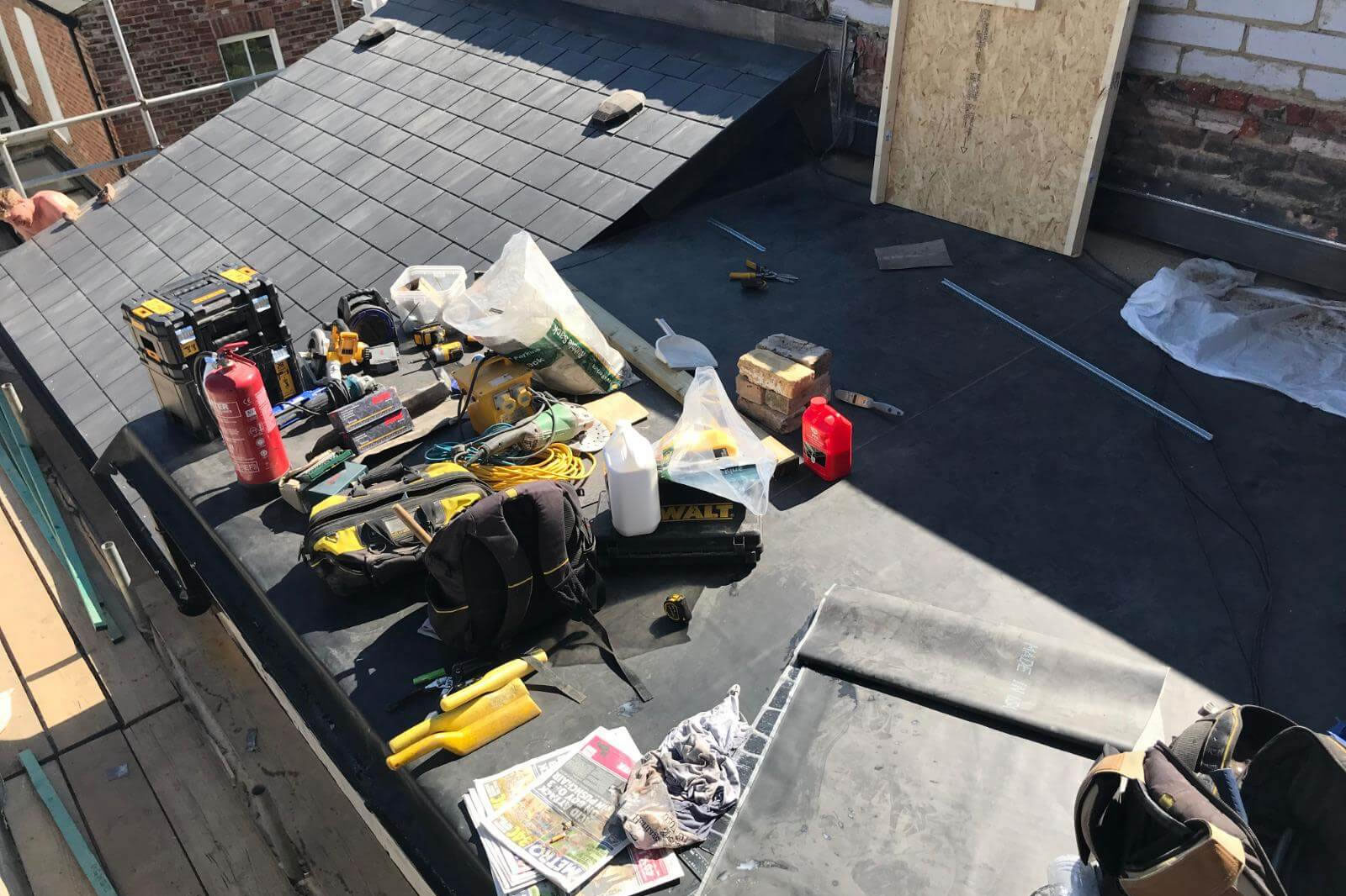 New flat-roof build-up during the Fulham conversion