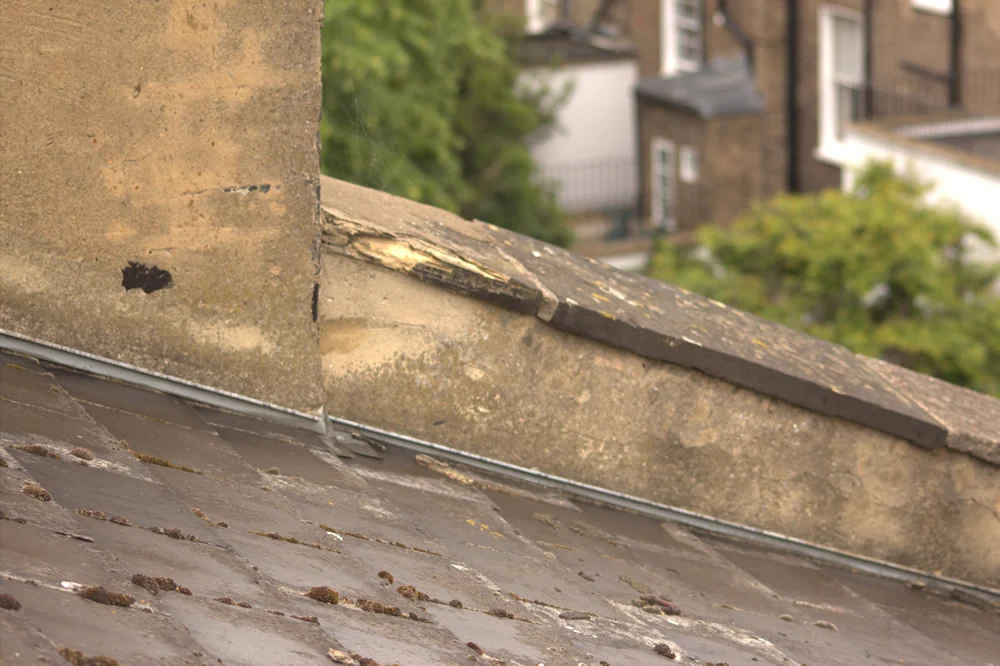Lonsdale Square listed terrace before the natural Welsh slate roof replacement