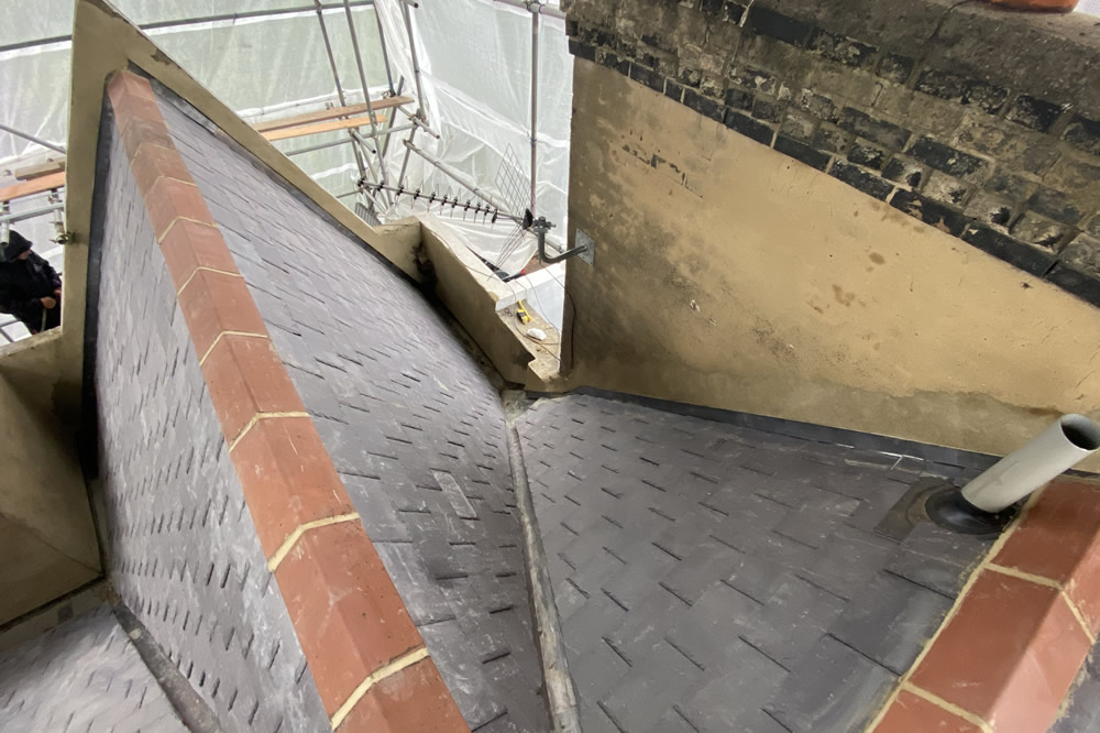 Completed Welsh slate roof at Grade II* listed Lonsdale Square