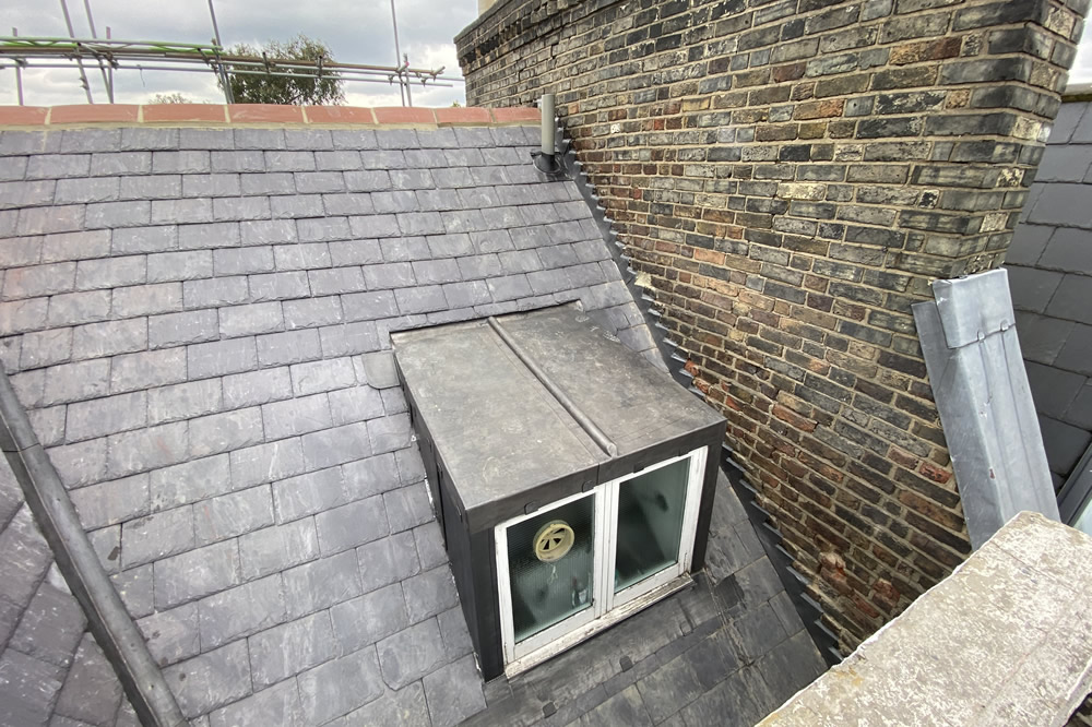 Traditional leadwork detail on the completed listed roof