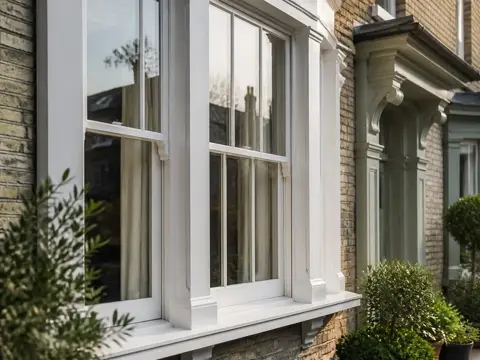 Traditional sash windows set within a brick residential elevation