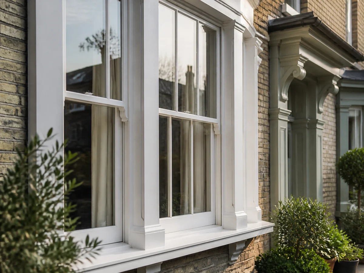 Traditional sash windows set within a brick residential elevation