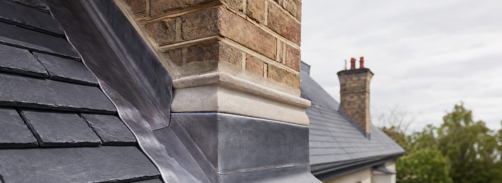 Residential roofing detail being checked during works