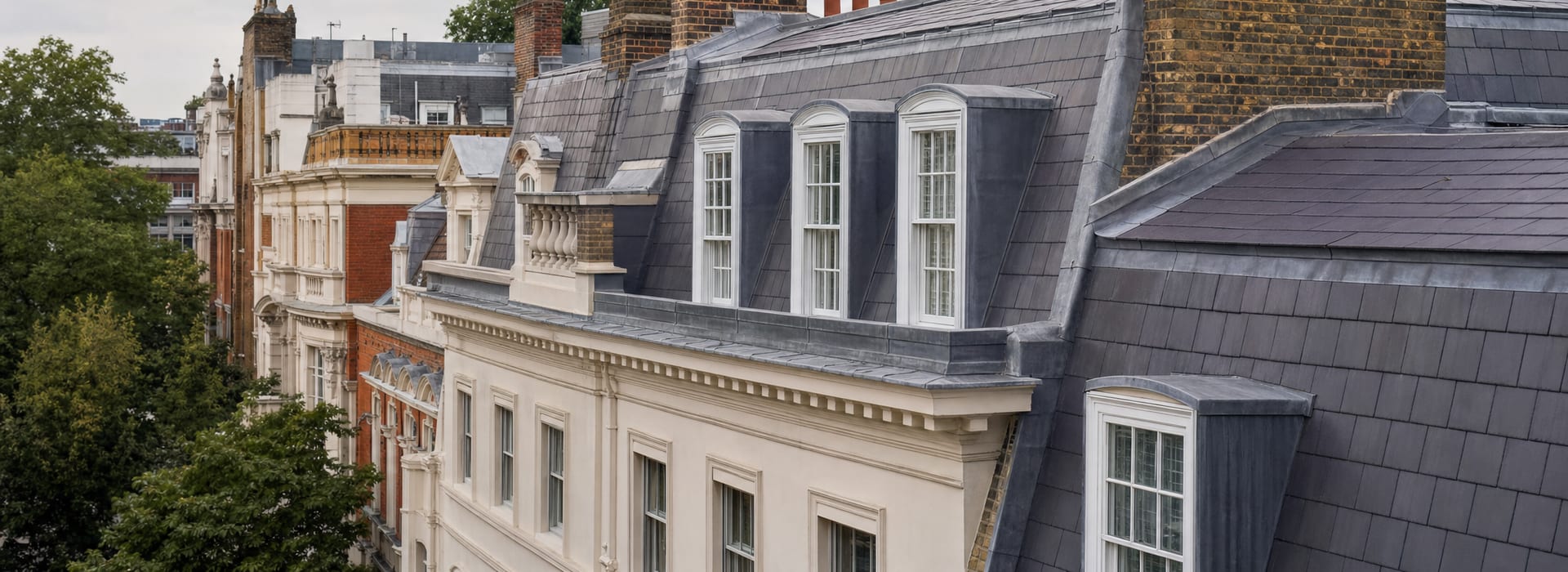 Traditional roofing details on a listed residential building