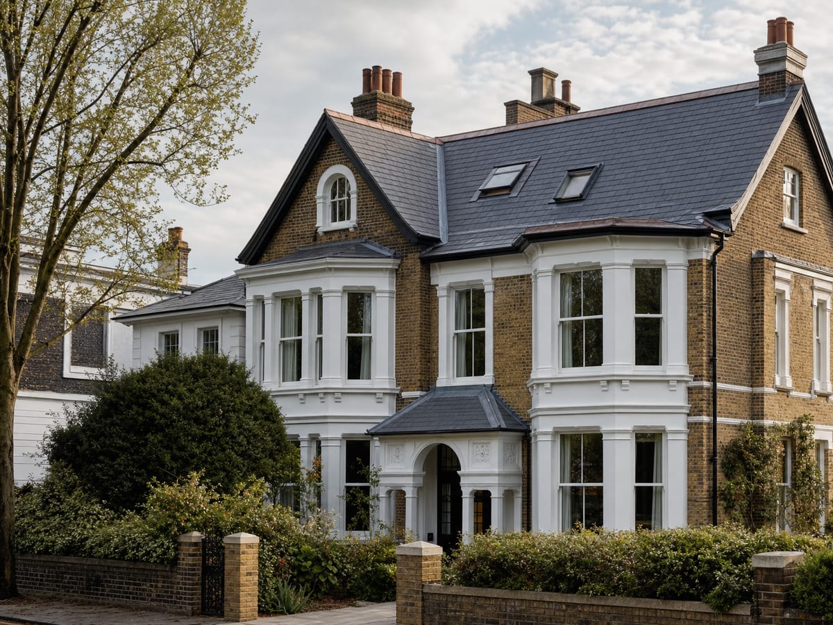 Period property roof with traditional coverings and lead details