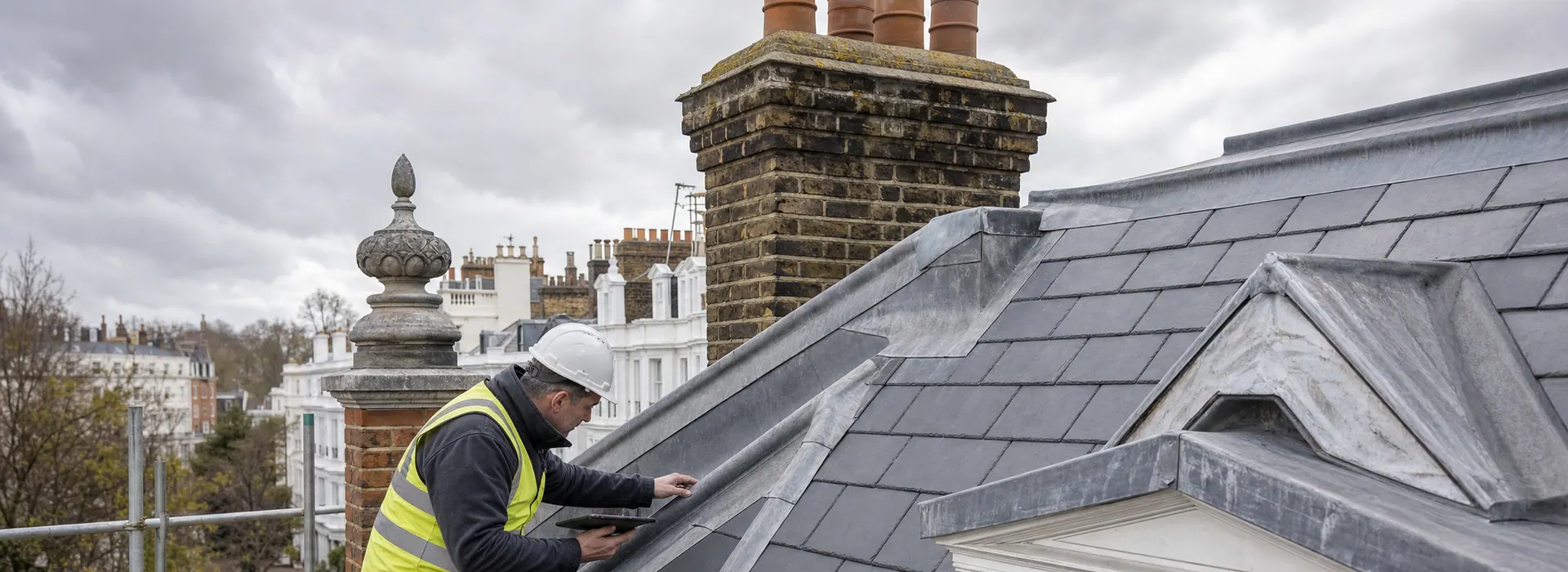 Residential roof inspection covering junctions and drainage routes