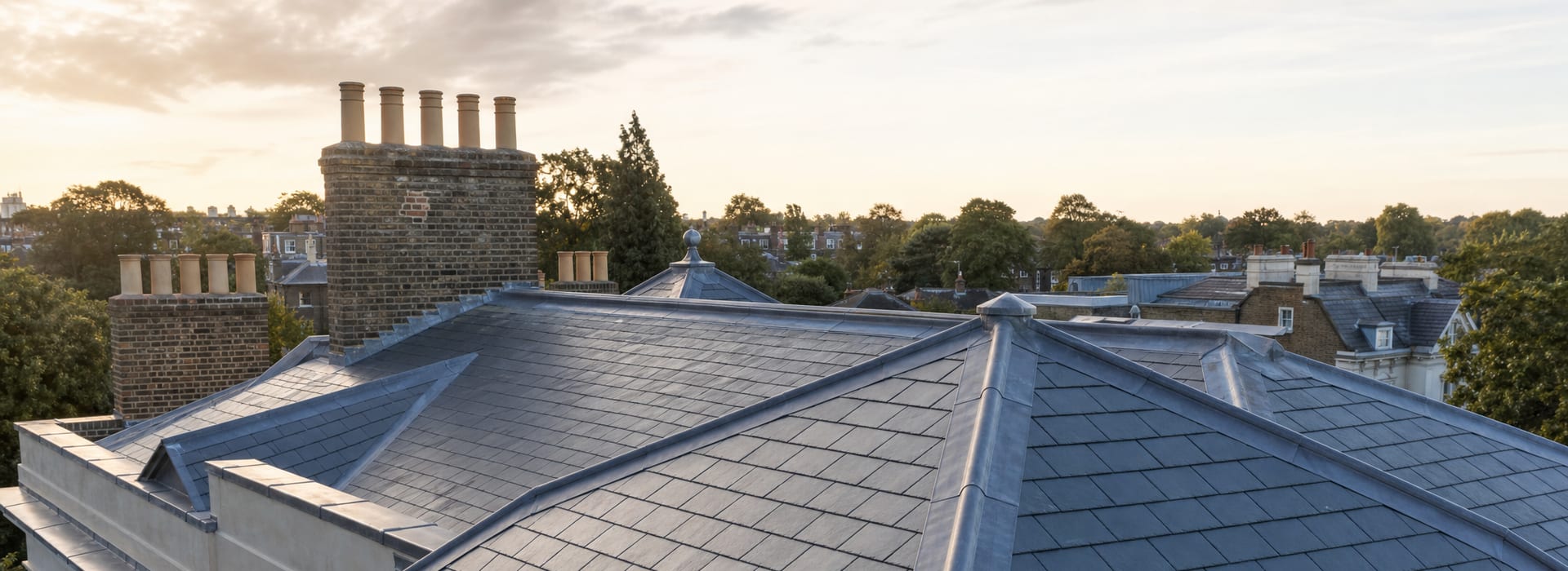Illustrative image of slate and clay tile roofing