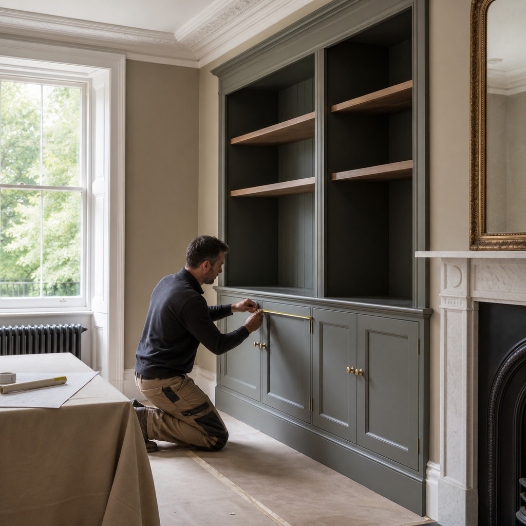 Detailed bespoke cabinetry and joinery coordinated with a period residential interior.