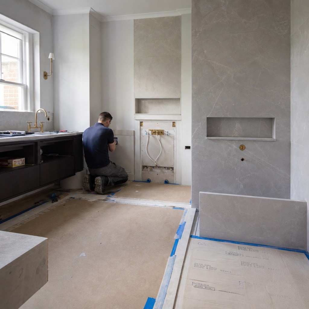 Residential plumbing installation in progress