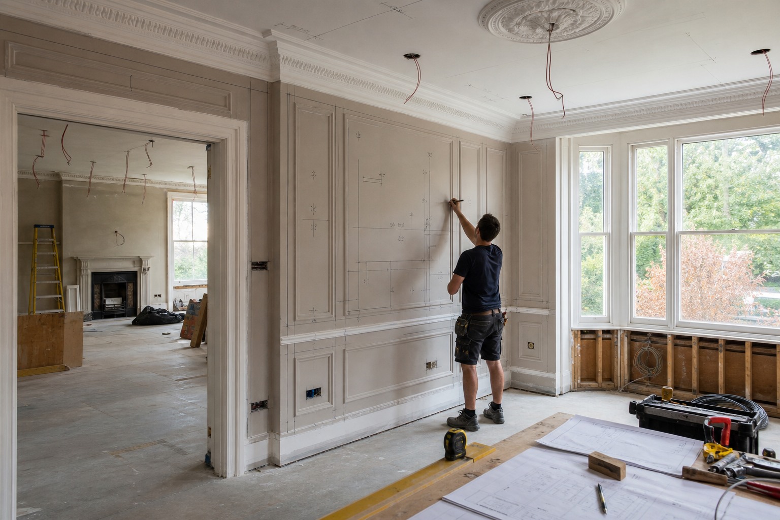 Electrical positions planned around the layout and finishes of a private home