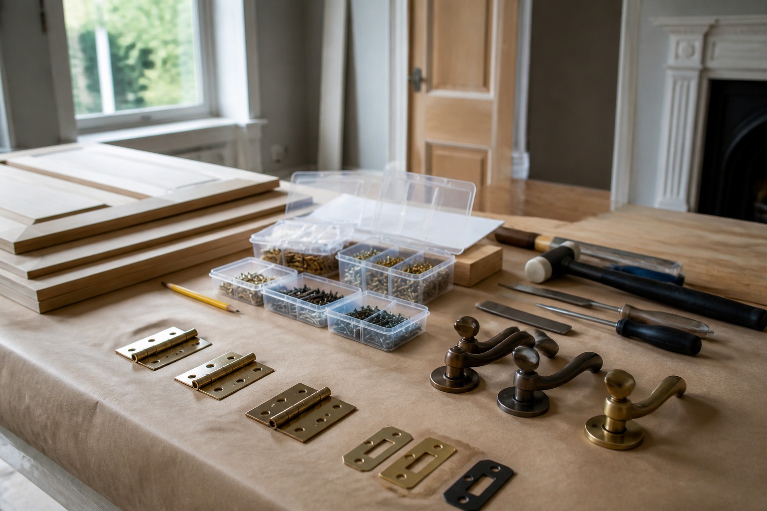 Appropriate fixings and materials prepared for a residential repair