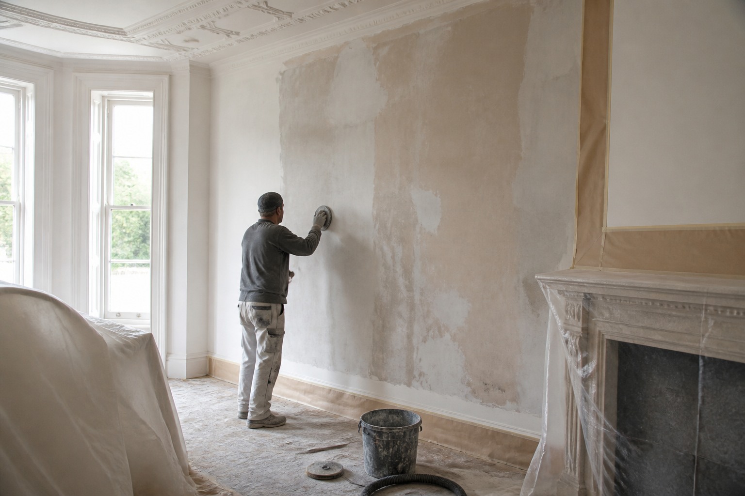 Wall preparation before plastering and decoration in a private home