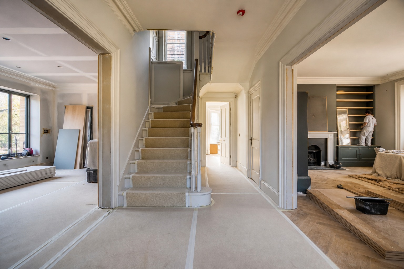 Coordinated refurbishment work in a carefully protected private home