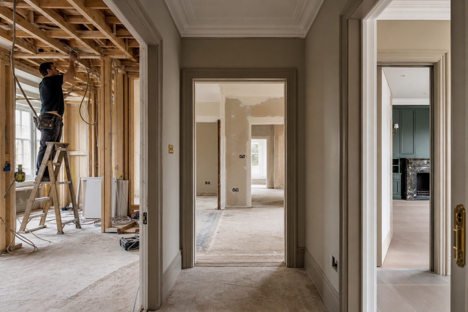 Connected refurbishment workstreams coordinated across a private home