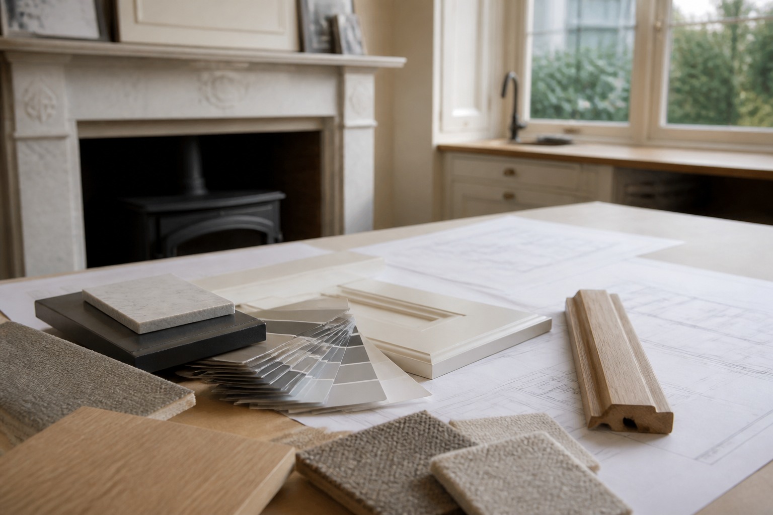 Materials and design decisions coordinated during residential renovation