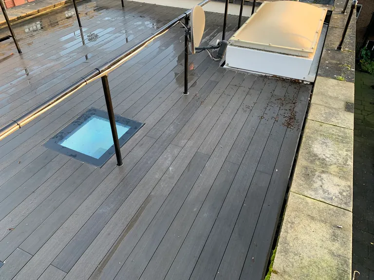 Walk-on glass rooflights within a roof terrace