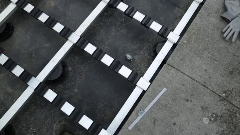 Roof terrace support grid during the Paddington project