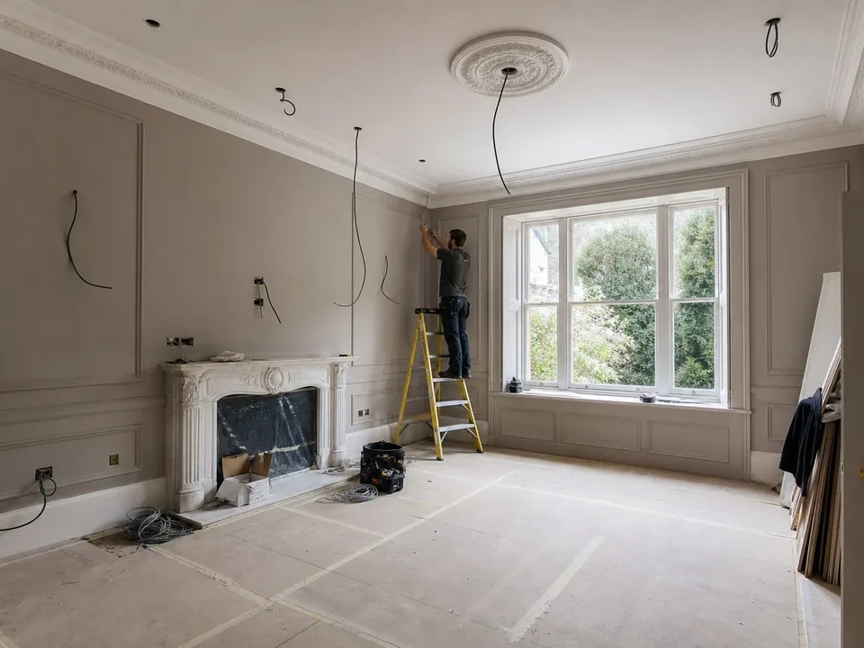Electrical wiring and fittings during interior work
