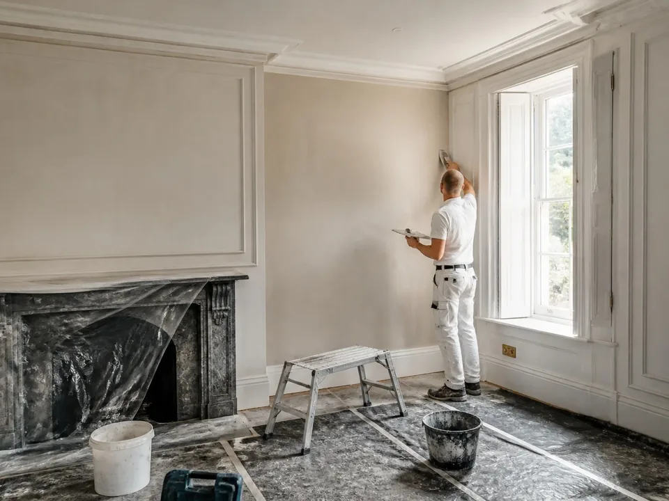Plastering work on an interior wall