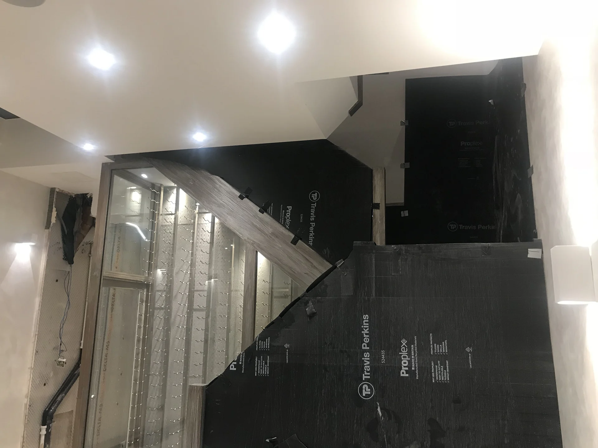 Basement interior during waterproofing and reinstatement