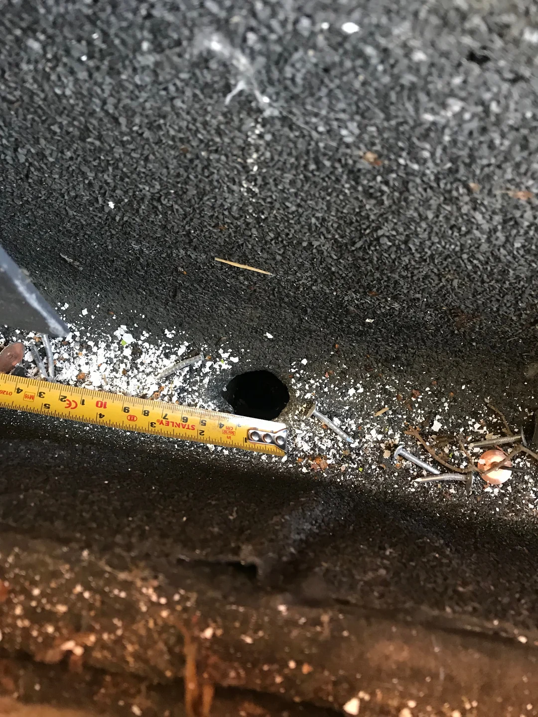Roof drainage opening inspected during the main-roof investigation