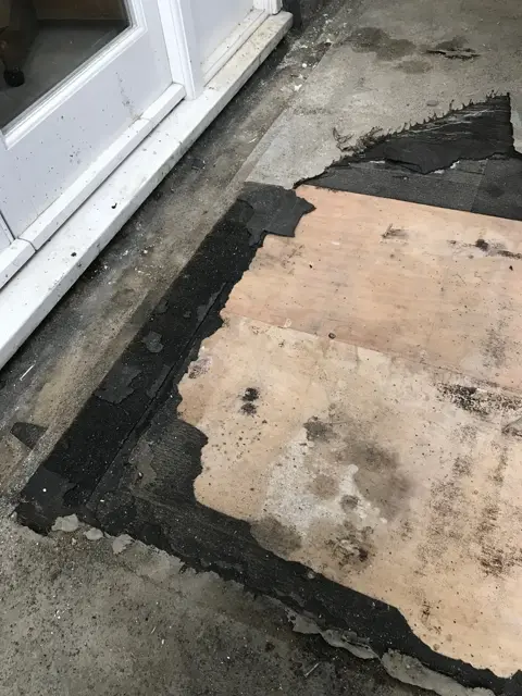Roof terrace opening exposed during remedial work
