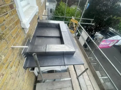 Finished lead capping along the Kensington parapet