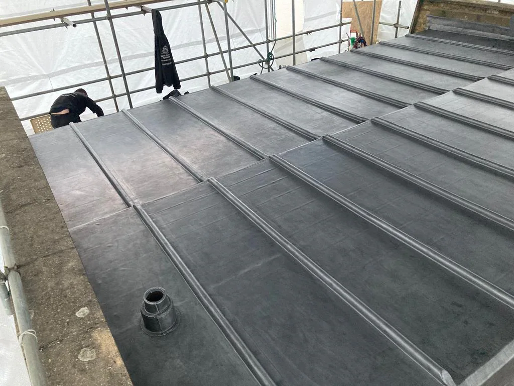 Lead bay being installed over the prepared turret structure